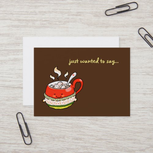 just wanted to say hot cocoa business card
