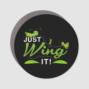 Just Wing it - Grasshopper Keep Trying Quote Car M Magnet