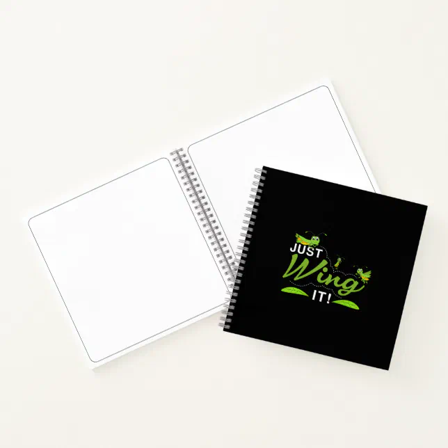 Just Wing it - Grasshopper Keep Trying Quote Notebook (Inside)