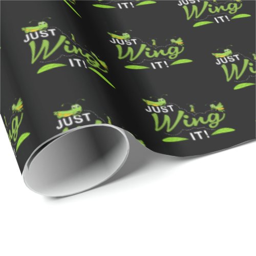 Just Wing it - Grasshopper Keep Trying Quote Wrapping Paper