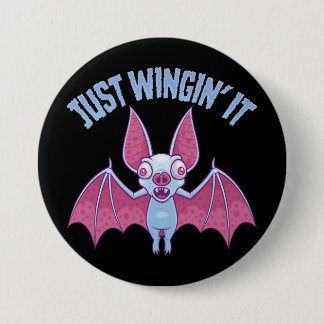 Just Wingin' It Derpy Albino Bat Button