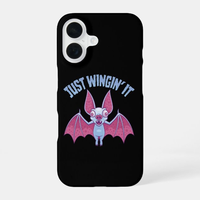 Just Wingin' It Derpy Albino Bat iPhone Case (Back)