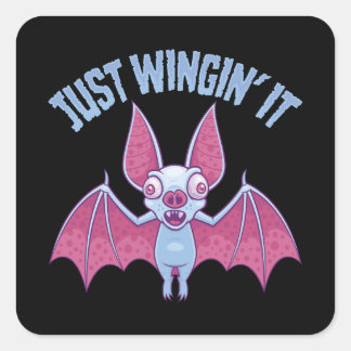 Just Wingin' It Derpy Albino Bat Square Sticker
