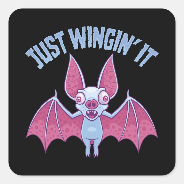 Just Wingin' It Derpy Albino Bat Square Sticker (Front)