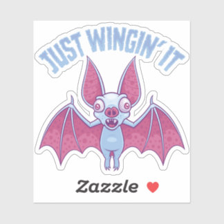 Just Wingin' It Derpy Albino Bat Sticker