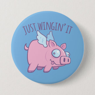 Just Wingin’ It Derpy Flying Pig Button