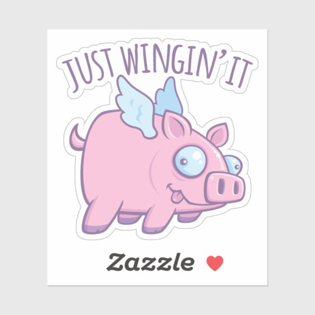 Just Wingin’ It Derpy Flying Pig Sticker (Sheet)