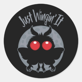 Just Wingin' It Mothman Mischief Classic Round Sticker