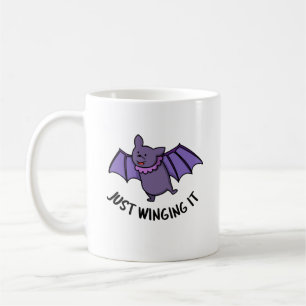 Just Winging It Funny Bat Pun  Coffee Mug