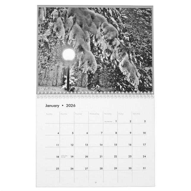 just words (black and white photos) calendar (Jan 2026)