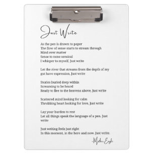 Just write inspirational poem poetry wall poster Clipboard