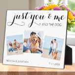Just You Me And The Dog Custom Photo Collage Plaque<br><div class="desc">Just You & Me and The Dog! Perfect couple wedding gift to the dog lovers! This custom photo collage plaque is a wonderful keepsake, personalize with names and wedding date or year. Add your 3 favorite photos. COPYRIGHT © 2020 Judy Burrows, Black Dog Art - All Rights Reserved. Just You...</div>
