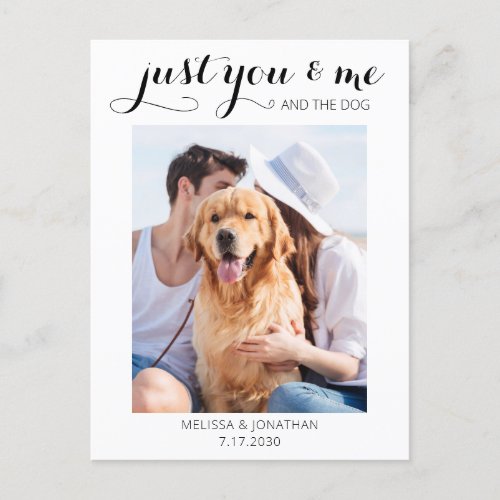 Just You Me And The Pet Wedding Dog Save The Date Announcement Postcard