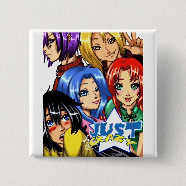 justcrazy group pinback button (Front)