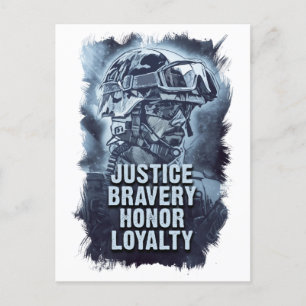 Justice Bravery Honor Loyalty Warriors Code Postcard