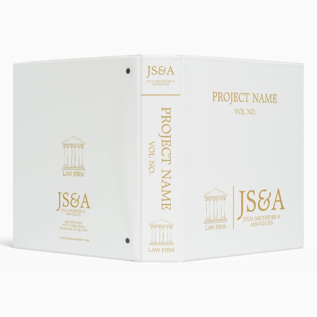 Justice Columns Law Firm White and Gold 3 Ring Binder (Background)
