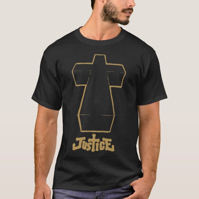 Justice Electro Music Golden Cross   T-Shirt (Front)
