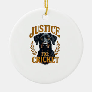 Justice For Cricket Vintage Dog Memorial Typograph Ceramic Ornament