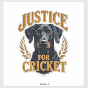 Justice For Cricket Vintage Dog Memorial Typograph Sticker