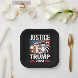 Justice For Peanut Win Trump 2024 Paper Plates