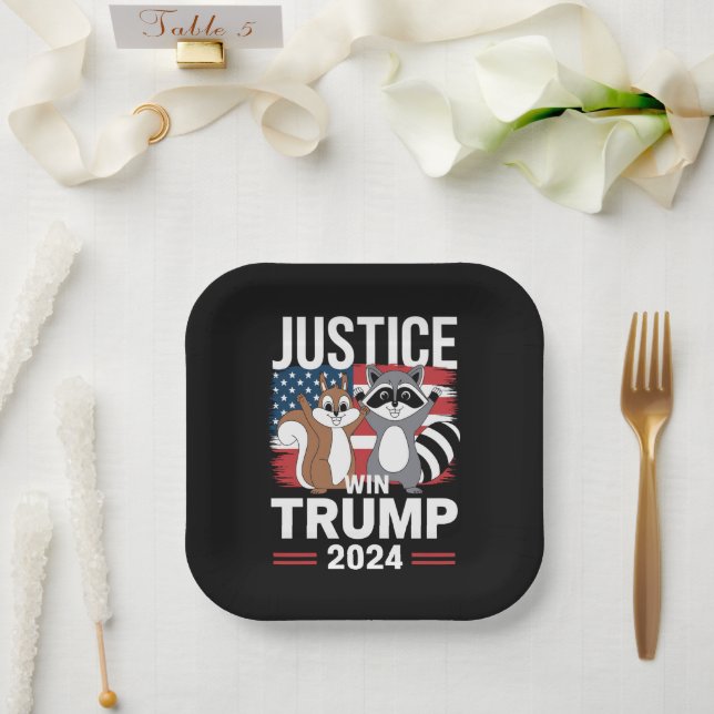 Justice For Peanut Win Trump 2024 Paper Plates (Wedding)
