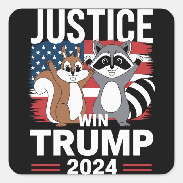 Justice For Peanut Win Trump 2024 Square Sticker (Front)