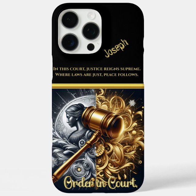 Justice: Golden Gavel on Polished Base Case-Mate iPhone Case (Back)