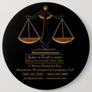 Justice in Action (Personalized Promotional Gift) Pinback Button