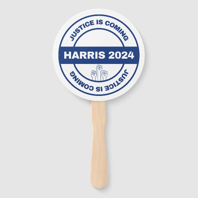 Justice is Coming | Kamala harris Walz Election Hand Fan (Front)