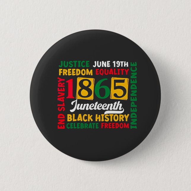 Justice June 19th Freedom Equality 1865 Button (Front)