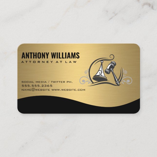 Justice Law Logo | Gold Metallic Business Card (Front)