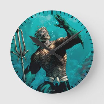 Justice League #10 Aquaman Drowned Earth Variant Round Clock by justiceleague at Zazzle