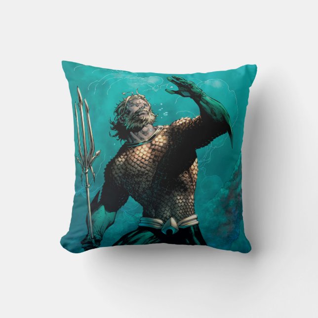 Justice League #10 Aquaman Drowned Earth Variant Throw Pillow (Front)