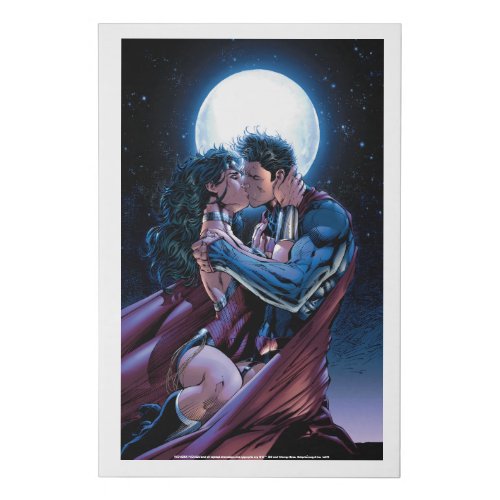 Justice League 12 Wonder Woman  Superman Kiss Faux Canvas Print