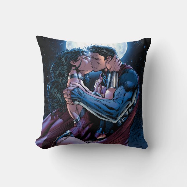 Justice League #12 Wonder Woman & Superman Kiss Throw Pillow (Front)