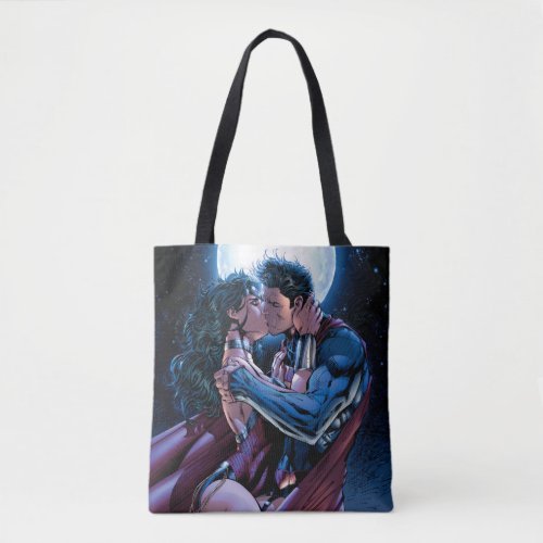 Justice League 12 Wonder Woman  Superman Kiss Tote Bag