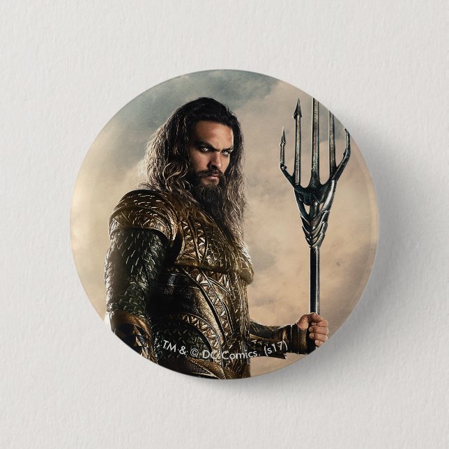 Justice League | Aquaman On Battlefield Button (Front)