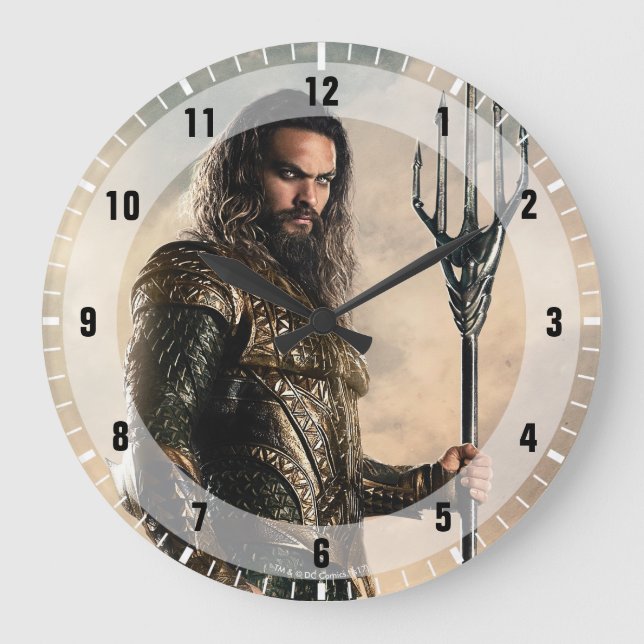 Justice League | Aquaman On Battlefield Large Clock (Front)