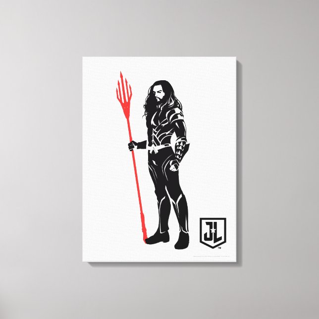 Justice League | Aquaman Pose Noir Pop Art Canvas Print (Front)
