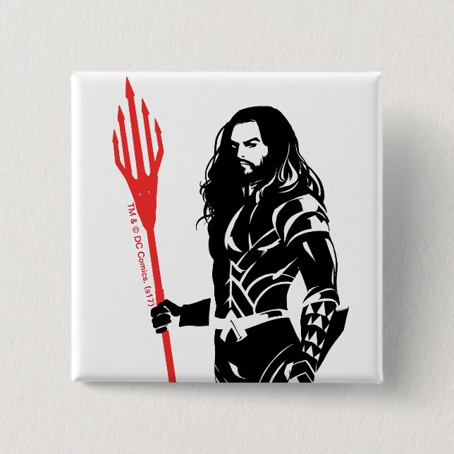 Justice League | Aquaman Pose Noir Pop Art Pinback Button (Front)