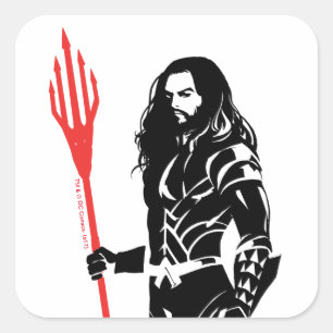 Justice League Aquaman Pose Noir Pop Art Square Sticker
