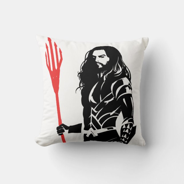 Justice League | Aquaman Pose Noir Pop Art Throw Pillow (Front)