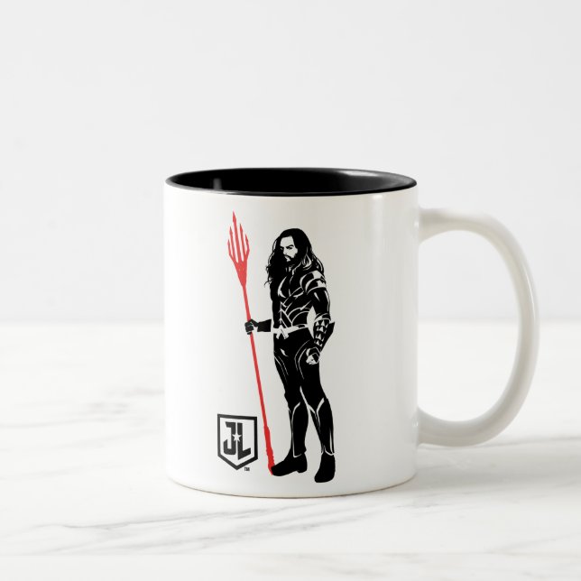 Justice League | Aquaman Pose Noir Pop Art Two-Tone Coffee Mug (Right)