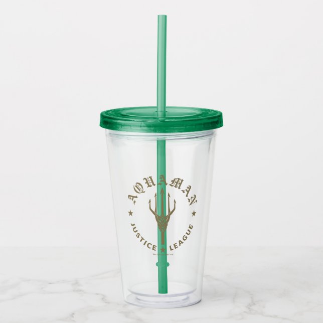 Justice League | Aquaman Retro Trident Emblem Acrylic Tumbler (Front)