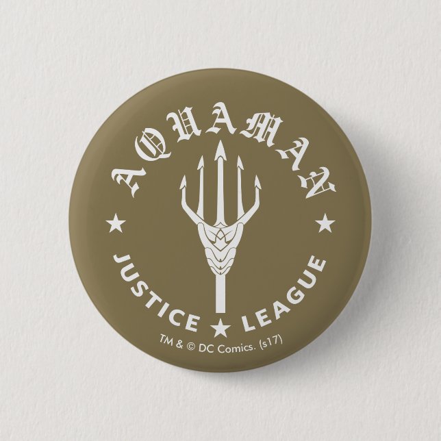 Justice League | Aquaman Retro Trident Emblem Button (Front)