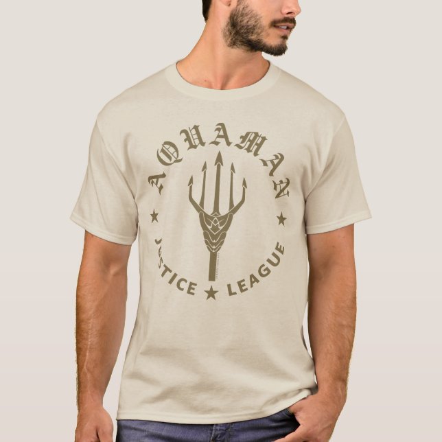 Justice League | Aquaman Retro Trident Emblem T-Shirt (Front)