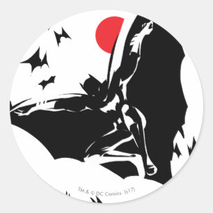 Justice League Batman in Cloud of Bats Pop Art Classic Round Sticker