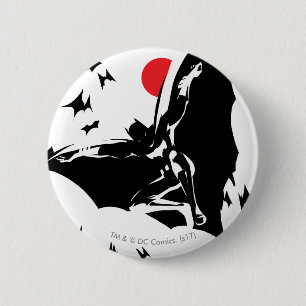 Justice League Batman in Cloud of Bats Pop Art Pinback Button