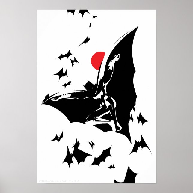 Justice League | Batman in Cloud of Bats Pop Art Poster (Front)