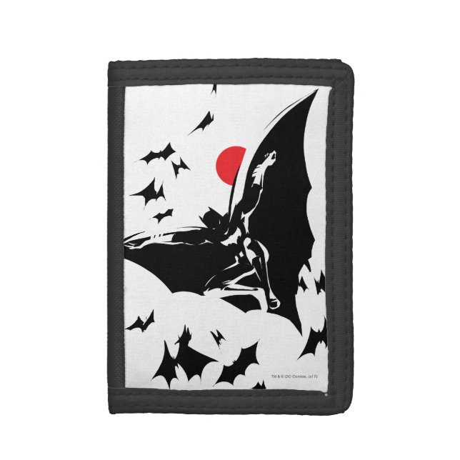 Justice League | Batman in Cloud of Bats Pop Art Tri-fold Wallet (Front Vertical)